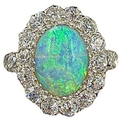 TB Starr Edwardian Opal Diamond Target Ring Circa 1900