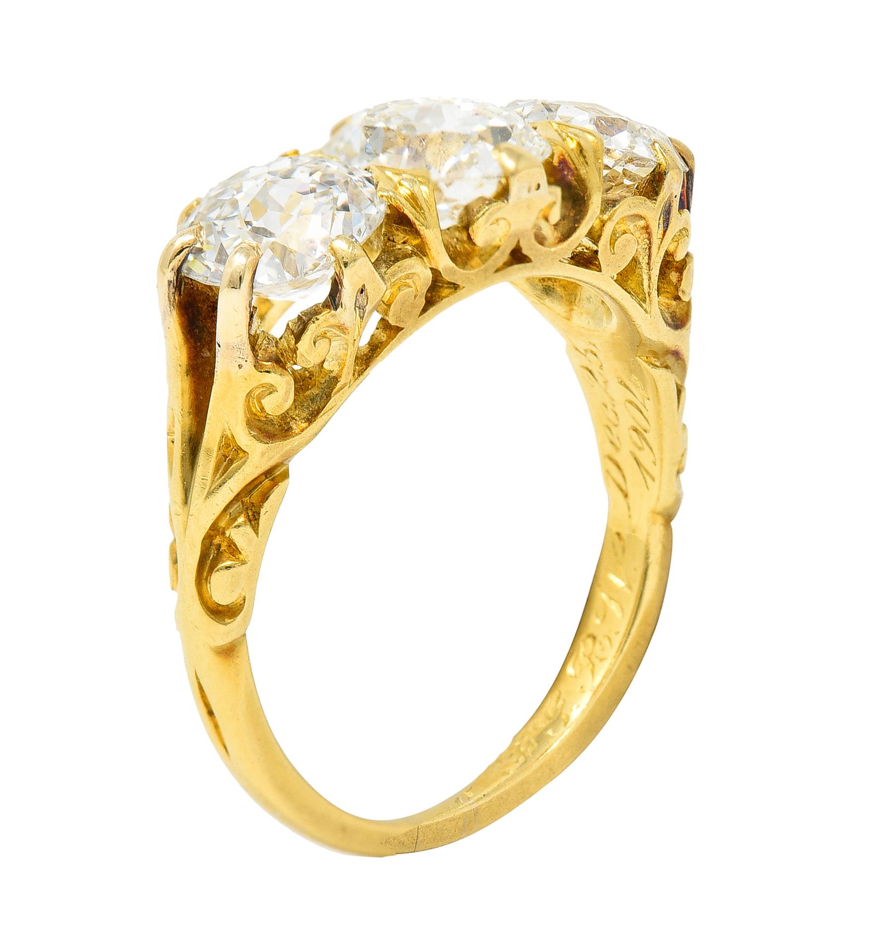 T.B. Starr Victorian 2.64 Carat Jubilee Cut Diamond 18K Yellow Gold