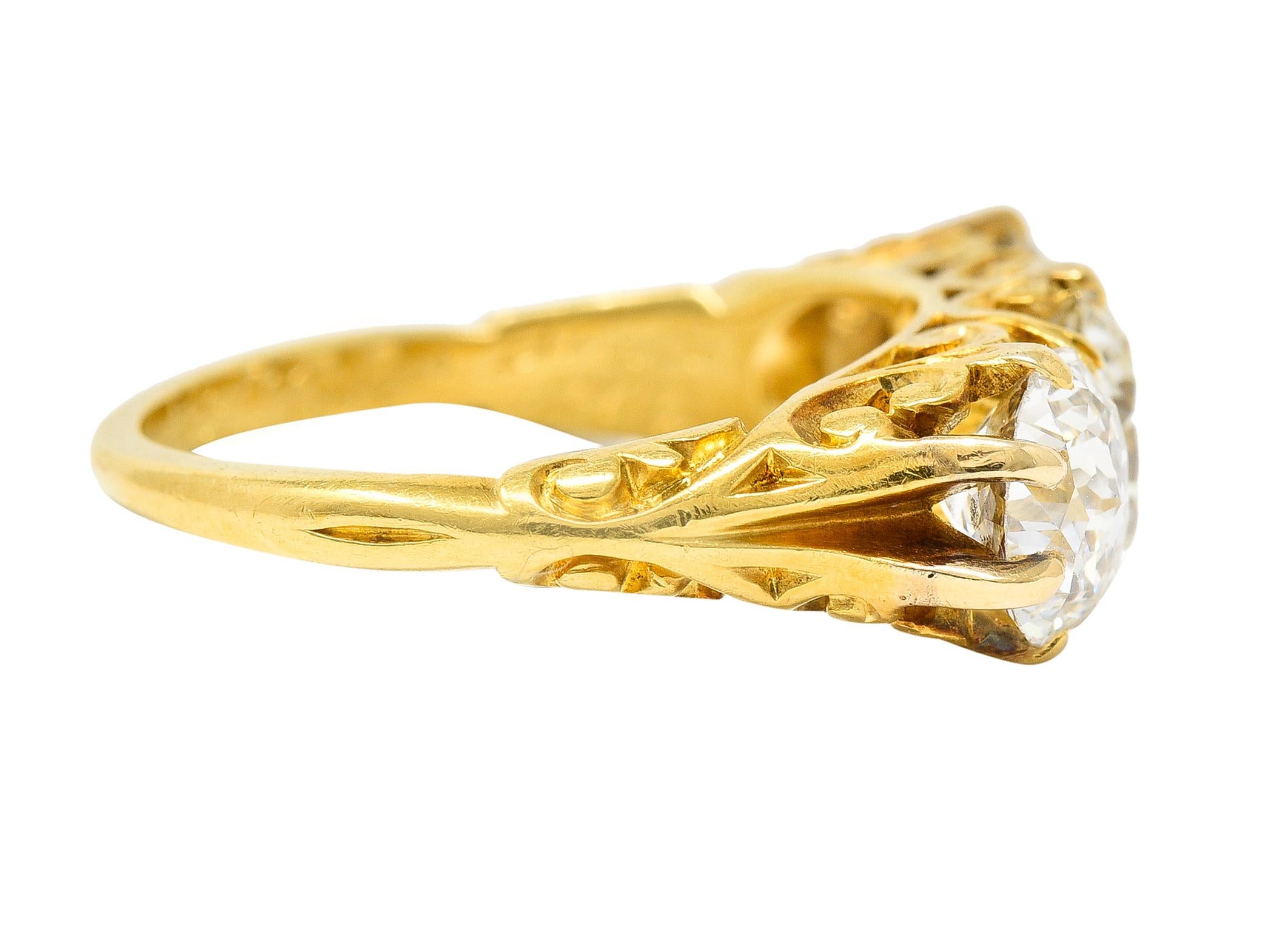 I. A. B. Starr, bague d'antiquités victorienne en or jaune 18 carats avec diamant taille anniversaire de 2,64 carats Excellent état - En vente à Philadelphia, PA