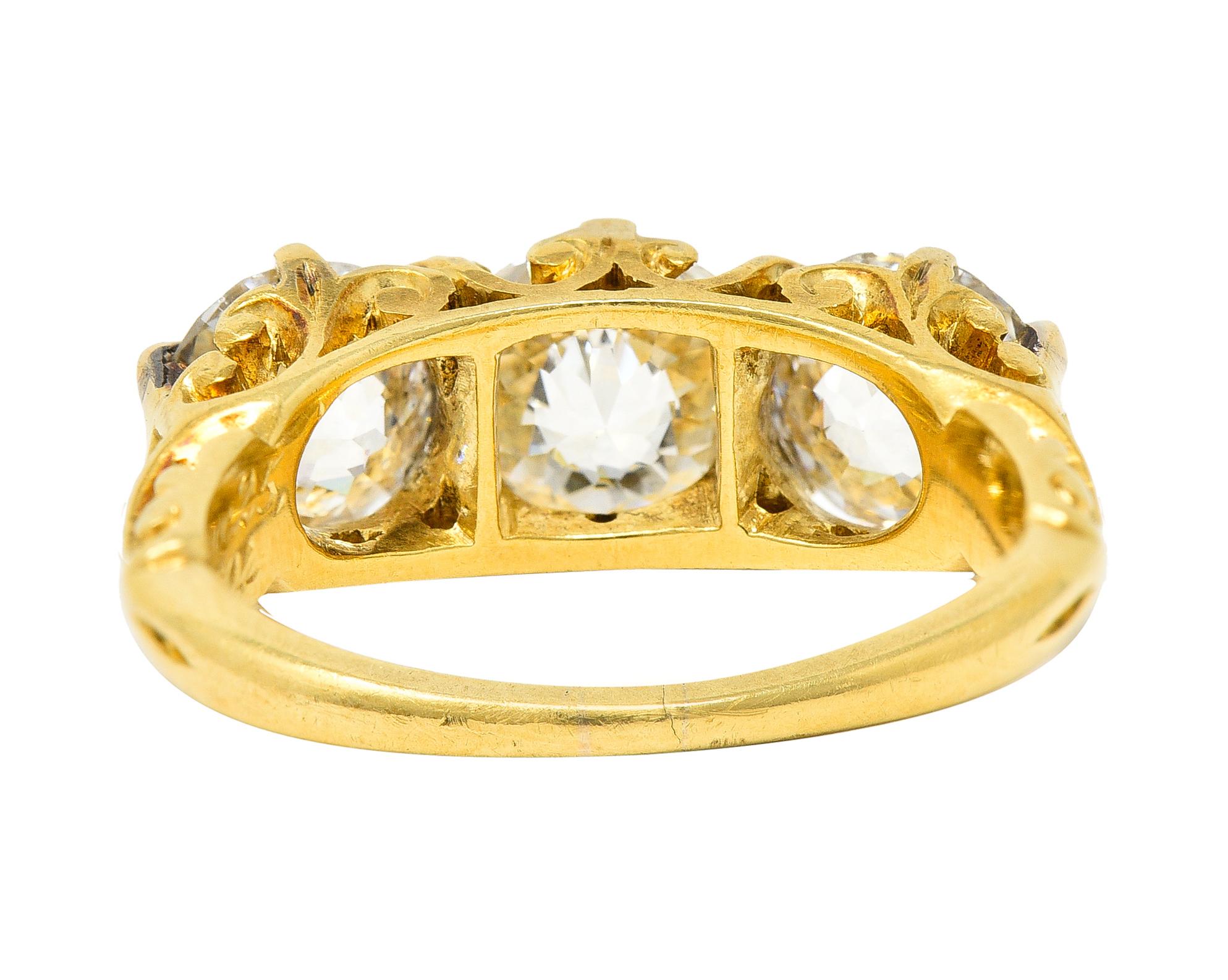 Round Cut T.B. Starr Victorian 2.64 Carat Jubilee Cut Diamond 18K Yellow Gold Antique Ring For Sale