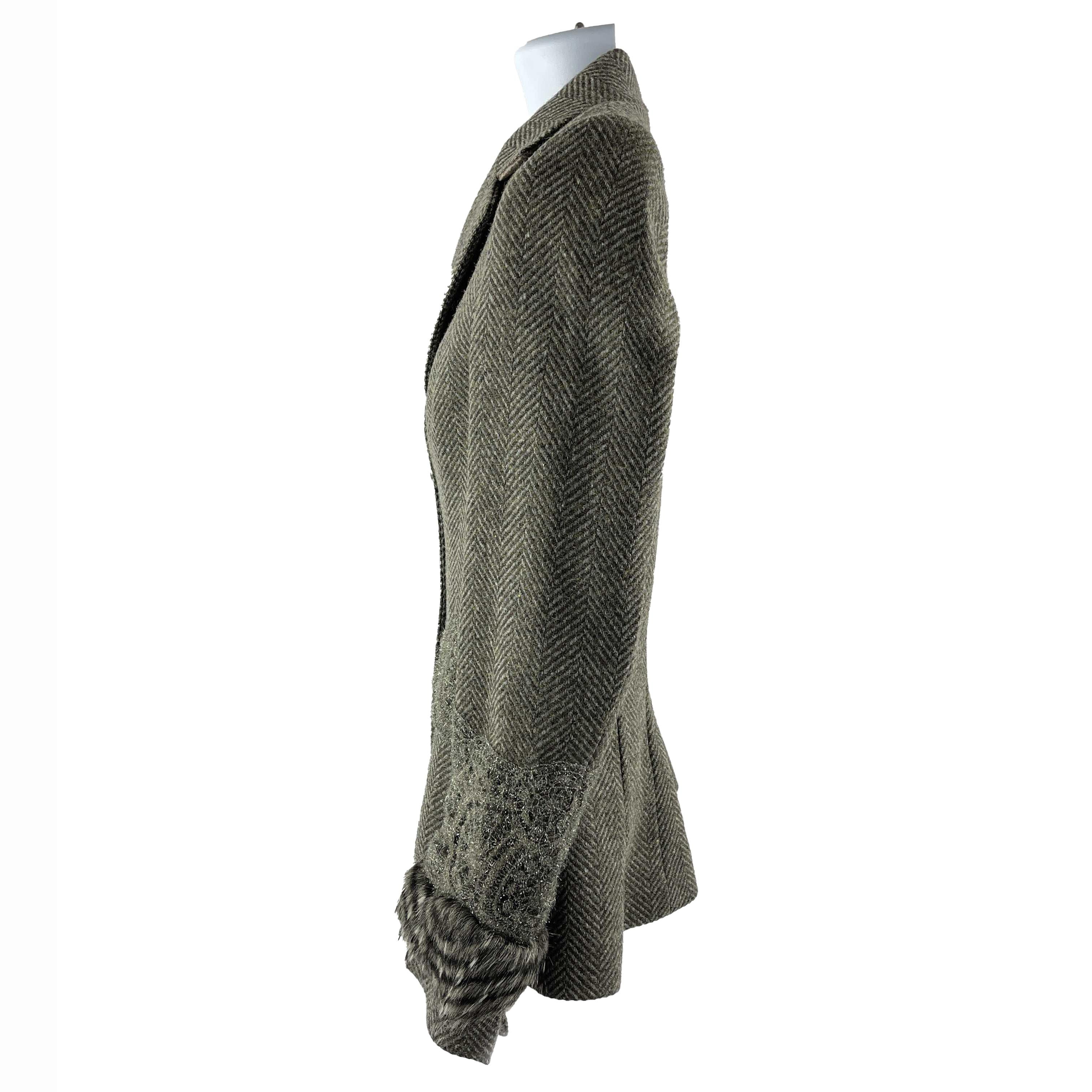 T.ba New w/ Tags Tasmanian Tweed Lace Faux Fur Grey / Brown 40 US Medium For Sale 1