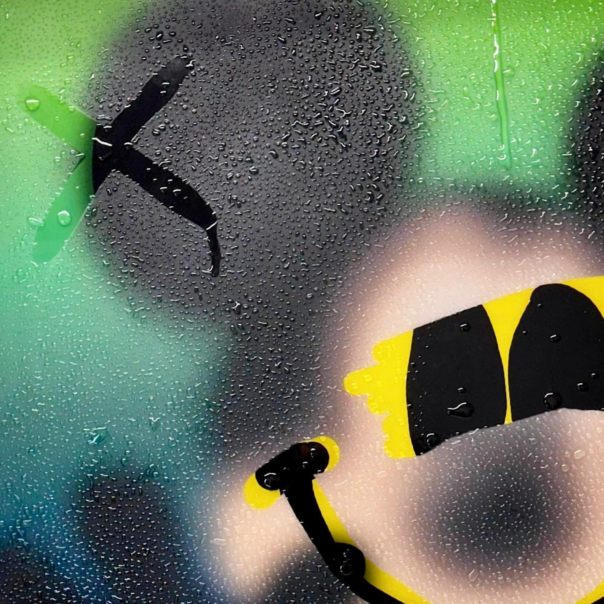 Disney popart contemporaneo mickey giallo verde figurativo pop tecnica mista incorniciato - Painting Pop Art di TBOY