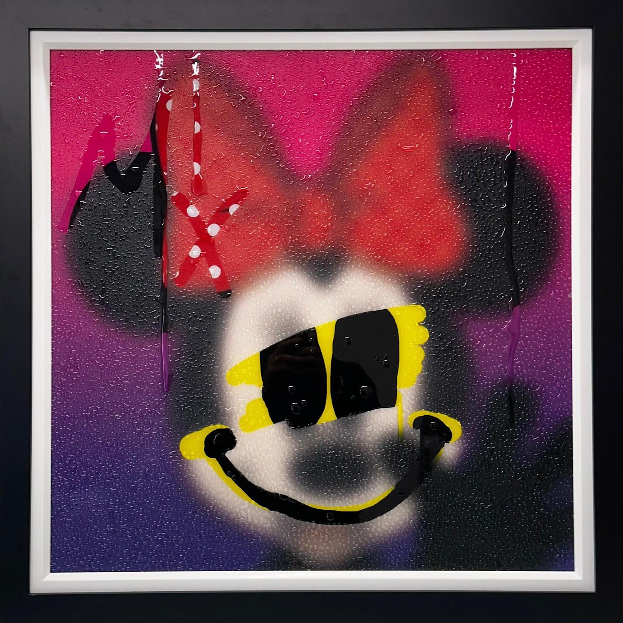 Disney popart contemporáneo mickey amarillo rojo figurativo pop técnica mixta enmarcado