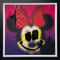 Disney popart contemporáneo mickey amarillo rojo figurativo pop técnica mixta enmarcado