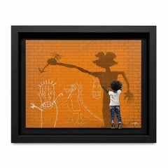 Originalkunstwerk auf Holzwandziegel, gerahmt, Street Art, Pop Art, Basquiat