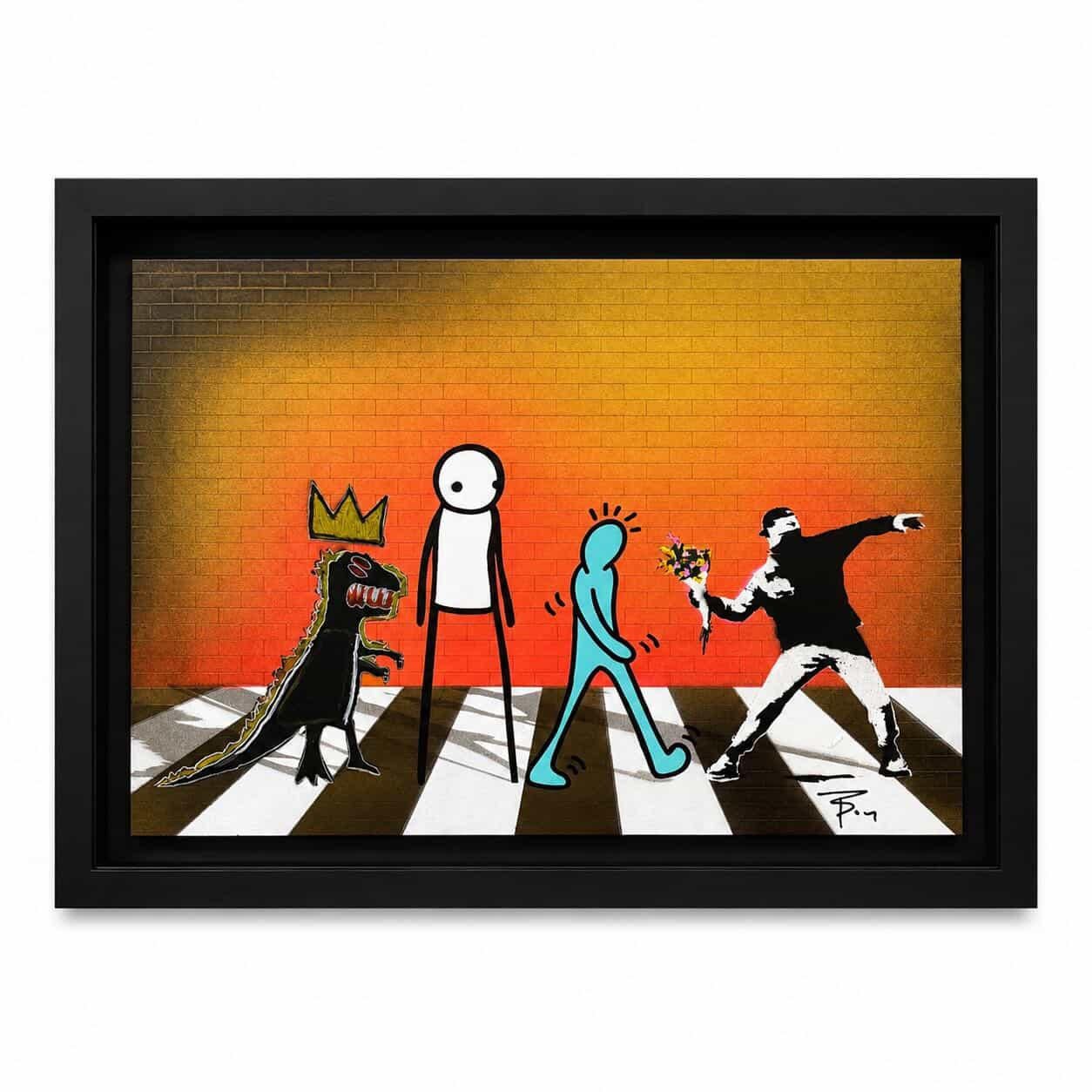 Original, gerahmt, Street Art, Pop Art, Haring, Banksy, Stik, Basquiat, Fab4 – Mixed Media Art von TBOY