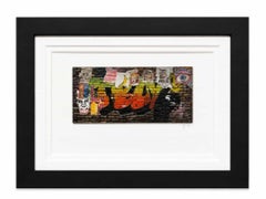 Original Mixed Media Artwork on Wood Wall Brick, Framed, Street art  Pop Art