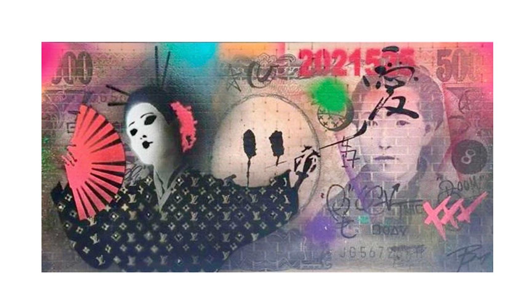 pop art moda contemporánea LV Geisha arte callejero popart figurativo enmarcado - Mixed Media Art Arte pop de TBOY