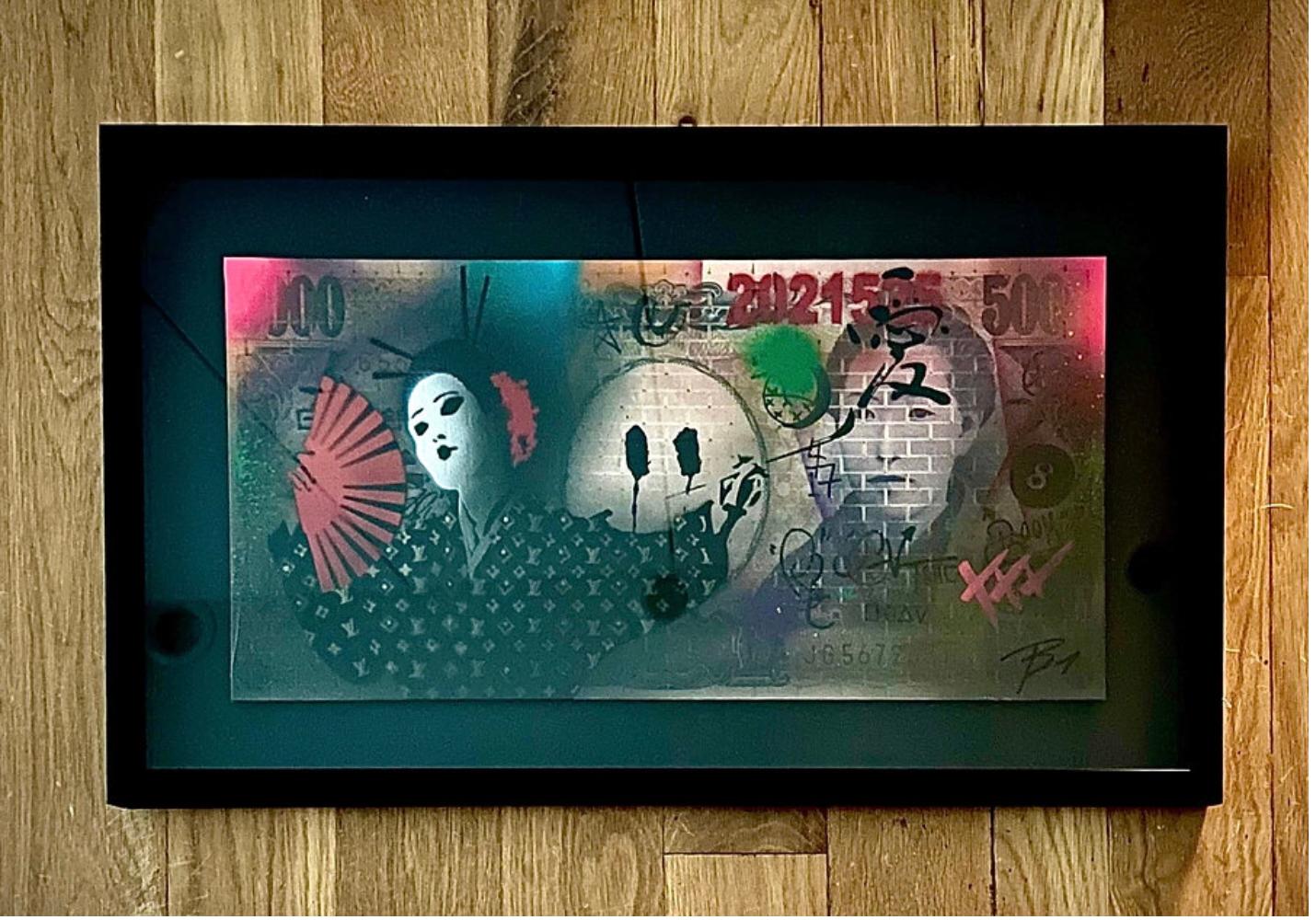 pop art moda contemporánea LV Geisha arte callejero popart figurativo enmarcado