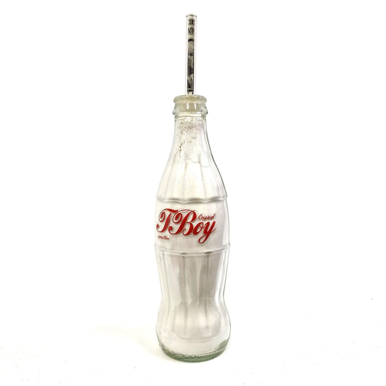 Tboy, 100% pure 

Original Mixed Media

Each little sculpture is hand made from vintage Coke bottles. Filled with ‘Powder’ and complete with glass $1 straw and credit card

TBOY is a mixed media artist and creates most of his work by layering a mix