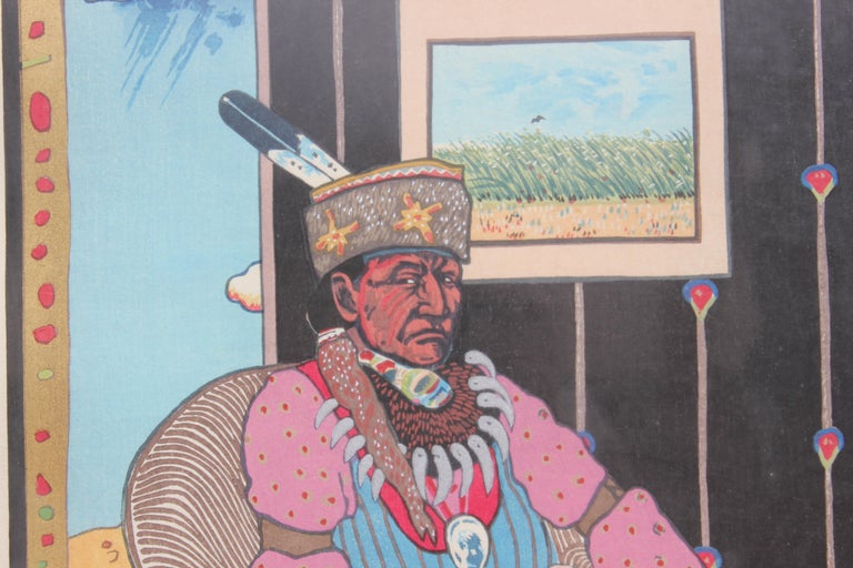 T C Cannon Set Of Five Woodcut Prints Of Colorful Native