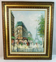 Parisians Walking Along the Prominade to the Eiffel Tower