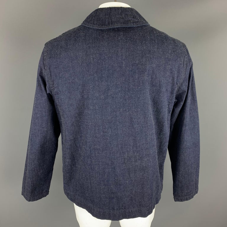 TCB Jeans L Indigo Cotton Shawl Collar Jacket For Sale at 1stDibs
