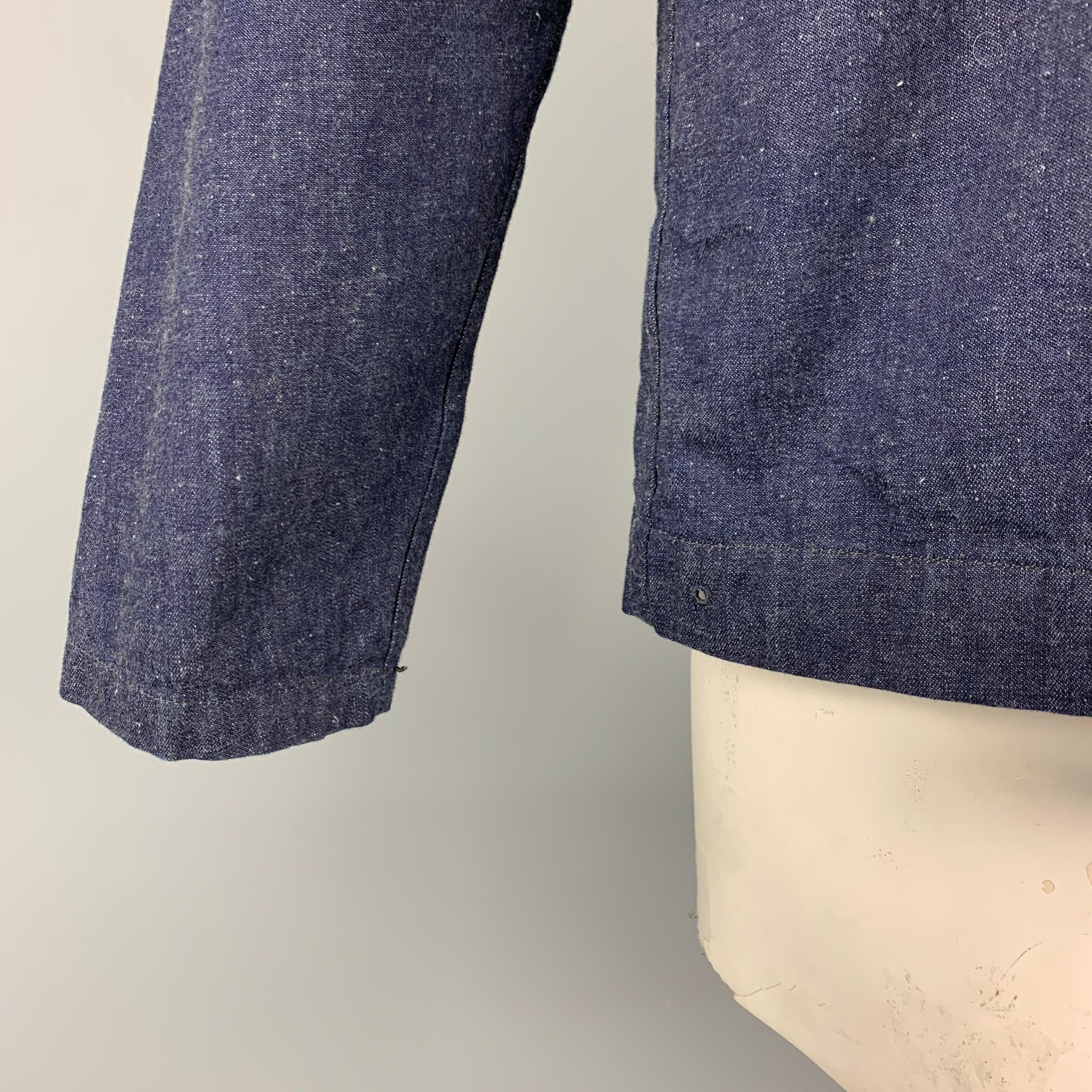 TCB Jeans L Indigo Cotton Shawl Collar Jacket In Excellent Condition In San Francisco, CA