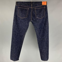 TCB Jeans Size 40 Indigo Contrast Stitch Selvedge Denim Button Fly Jeans