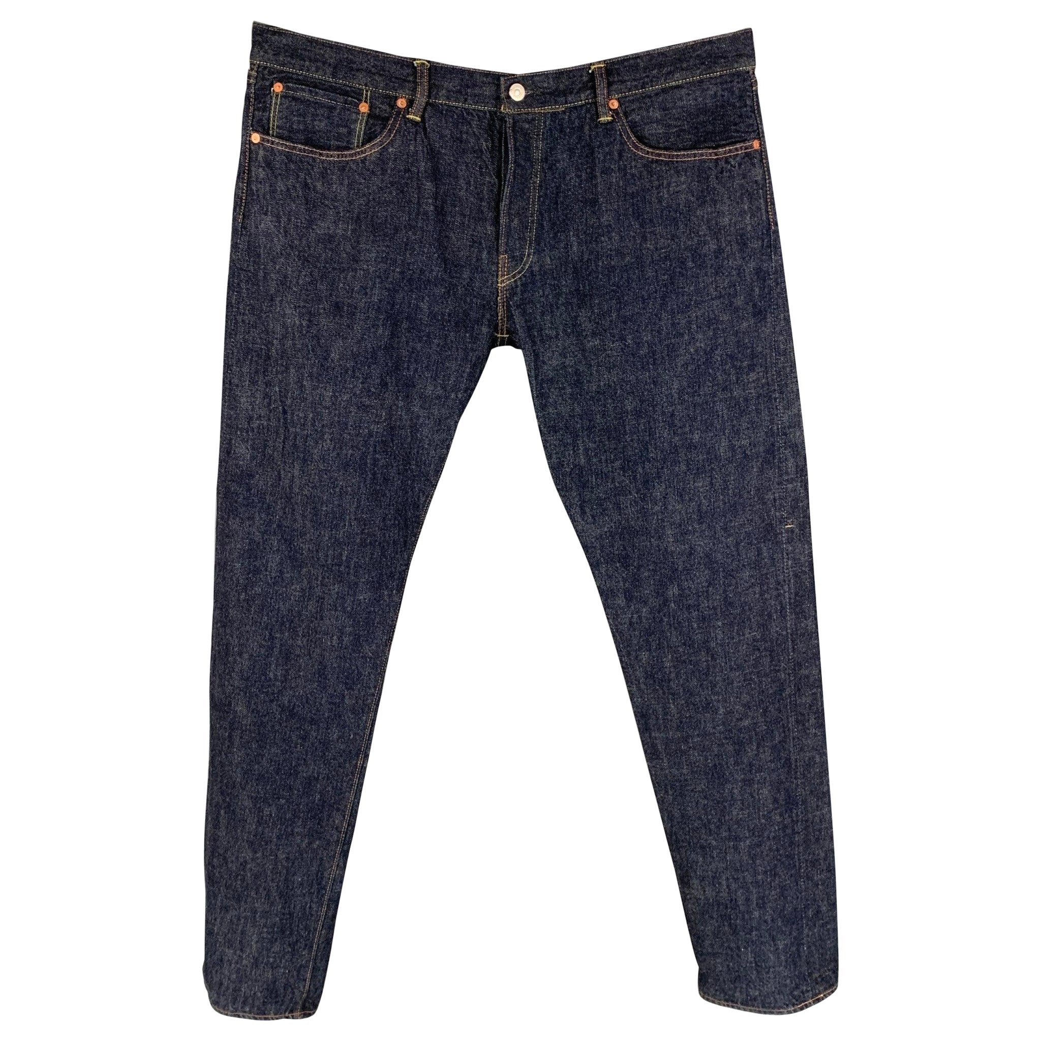 TCB Jeans Talla 40 Vaqueros índigo con pespuntes en contraste de denim con orillo y bragueta de botones