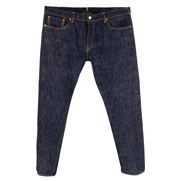TCB Jeans Größe 40 Indigo Kontraststich Selvedge Denim Knopfleiste 