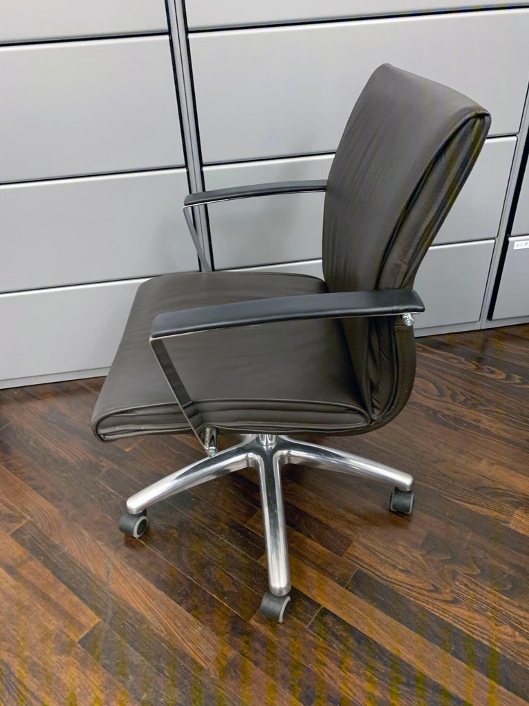 TCC Low Back Brown Leather Office Chair For Sale at 1stDibs