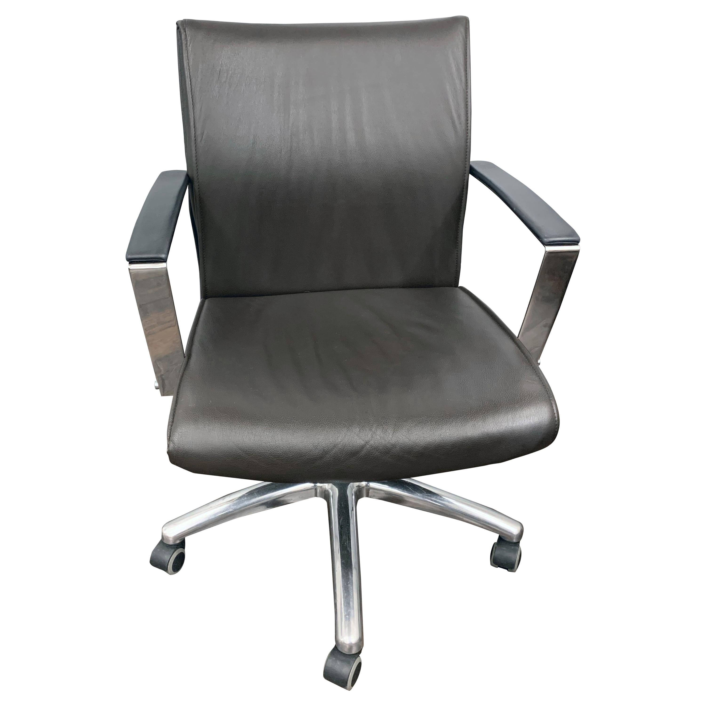 TCC Low Back Brown Leather Office Chair For Sale at 1stDibs