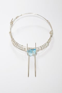 Tchìa 06 Unique Necklace in Bronze, Steel Wire & Glass by Syene Bernal Luna