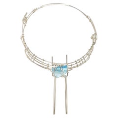 Tchìa 06 Unique Necklace in Bronze, Steel Wire & Glass by Syene Bernal Luna