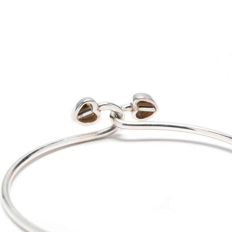 T&Co 18K & SS Heart Hook Bangle Bracelet