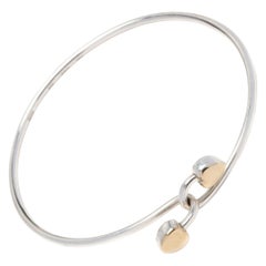 T&Co 18K & SS Heart Hook Bangle Bracelet