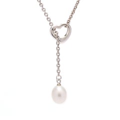 T&Co Sterling Silver Pearl & Heart Lariat Necklace