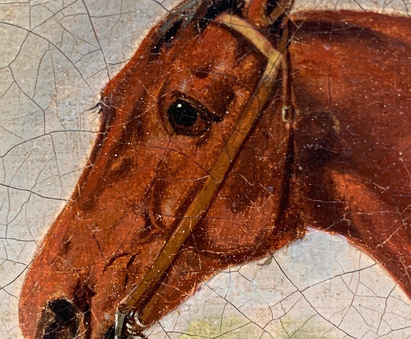 18th century English portrait of the  Horse 'The Baronet' in a landscape - Painting by T.Cooper