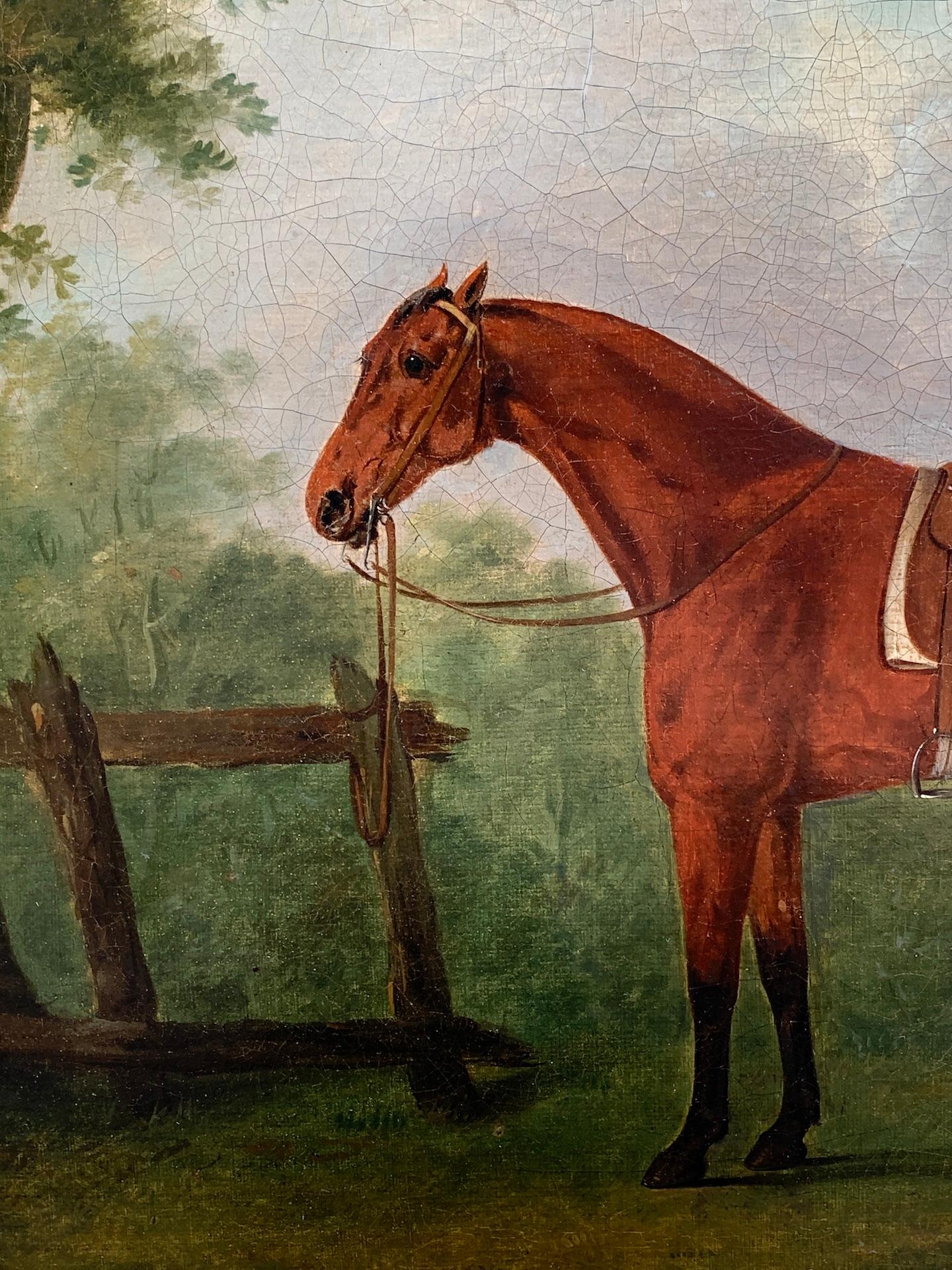 18th century English portrait of the  Horse 'The Baronet' in a landscape 2