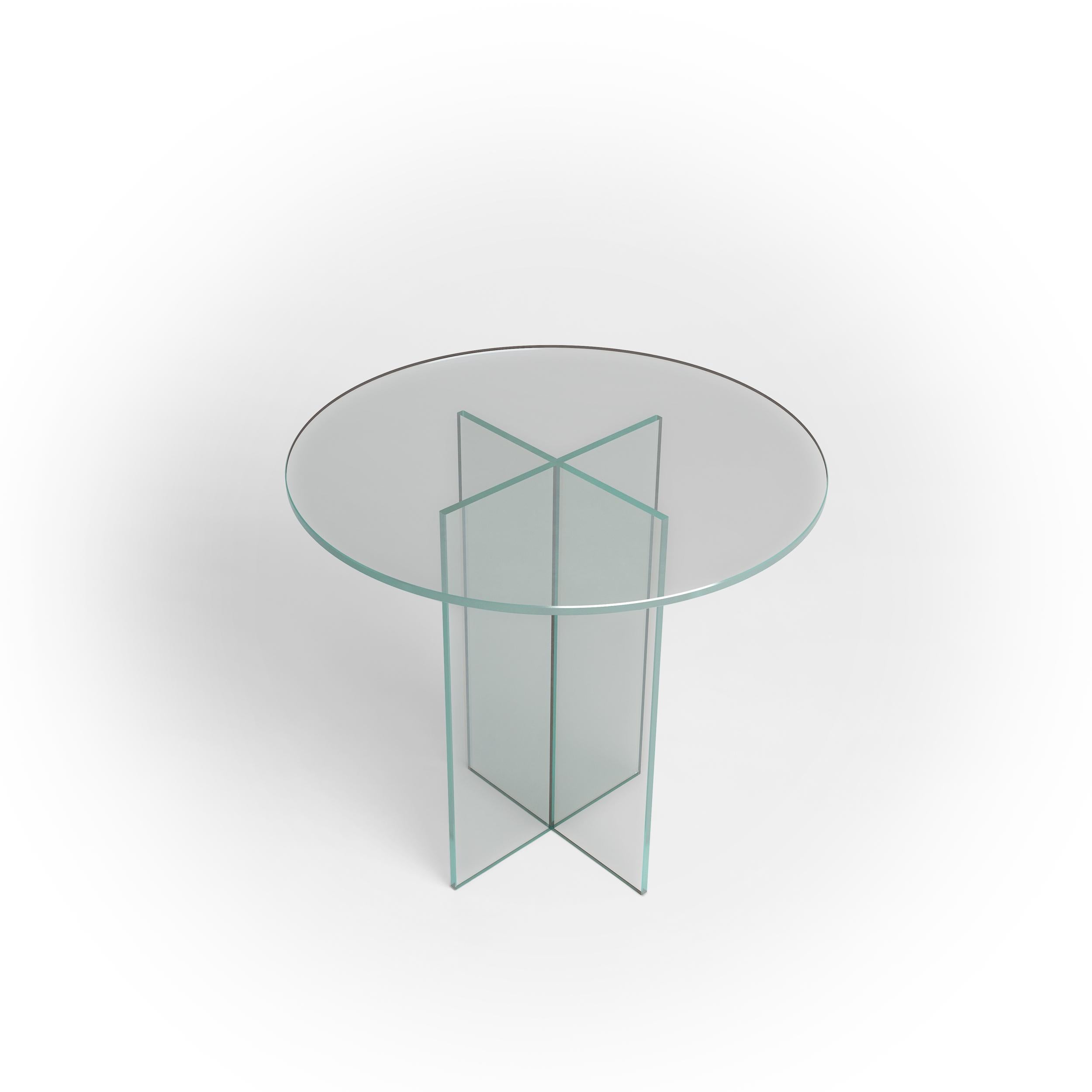 italien TC_VE01 Amami Table d'appoint en verre extra blanc par Whiting en vente
