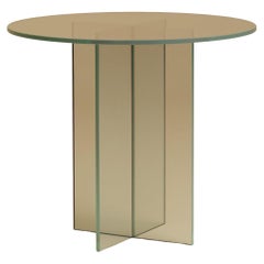Round Top Extra White Glass Side Table by Lebanto