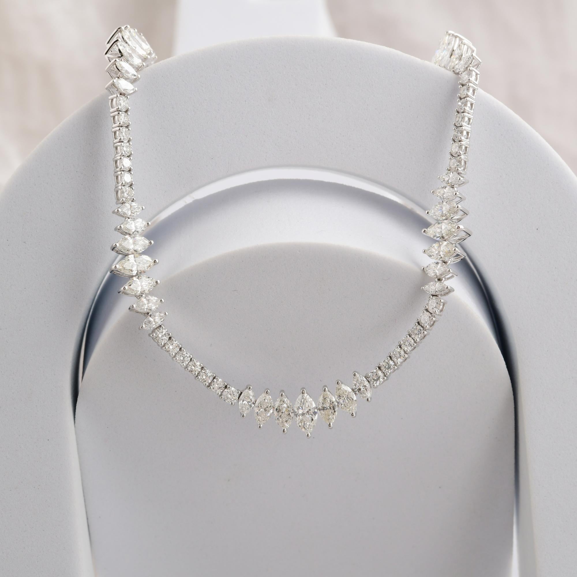 De las mujeres TCW 11.75 Collar de Oro Blanco con Diamantes Marquesa Redondos de Alta Gama Regalo de Bodas en venta