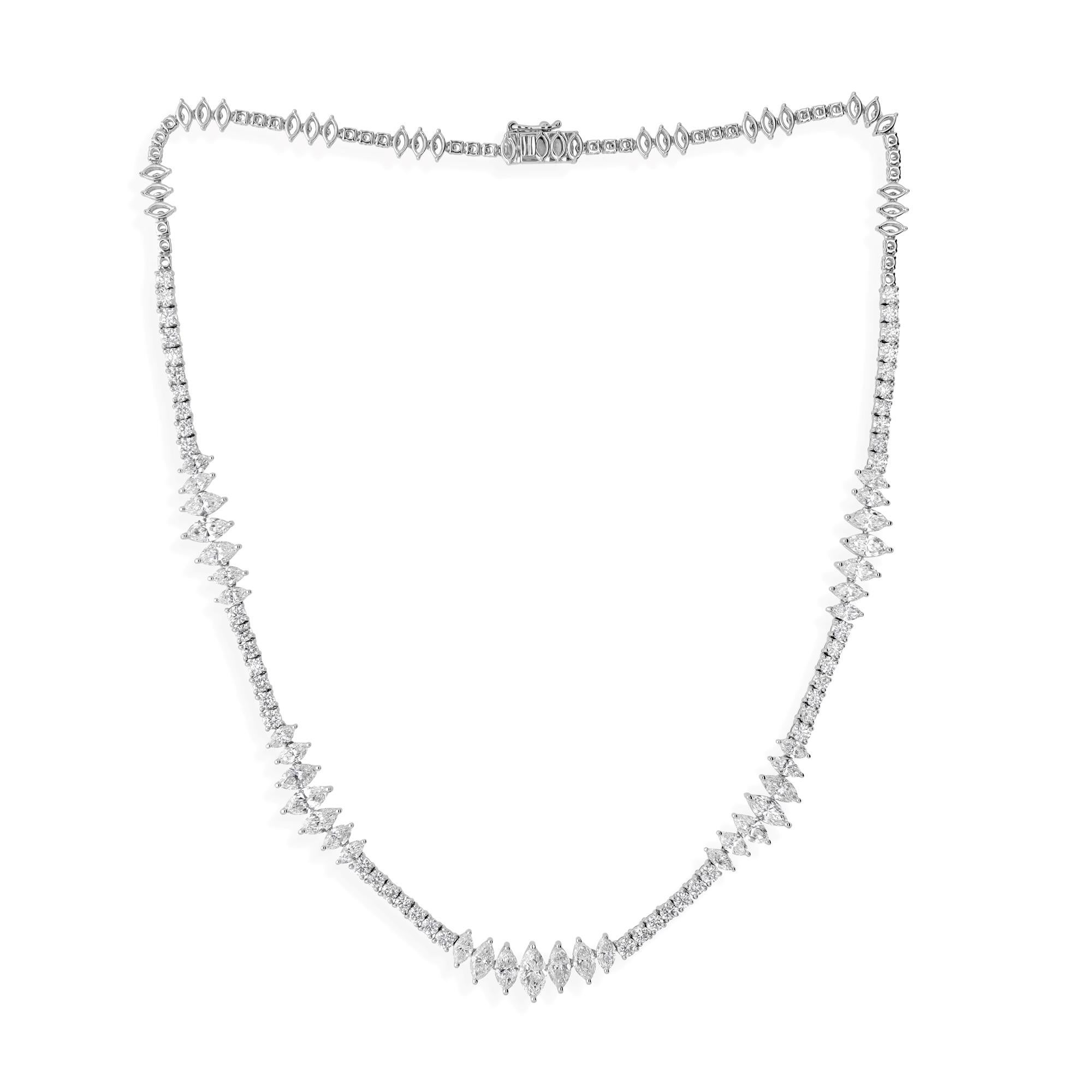 TCW 11.75 Collar de Oro Blanco con Diamantes Marquesa Redondos de Alta Gama Regalo de Bodas en venta