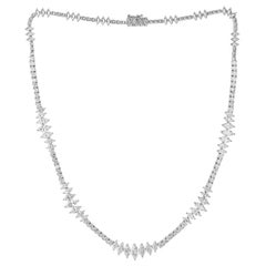 TCW 11.75 Marquise Round White Gold Fine Diamond Necklace Wedding Gift