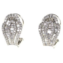 T.C.W 1.46 Carats Tapered Baguette Diamond Hoop Earrings in 18 Karat Gold