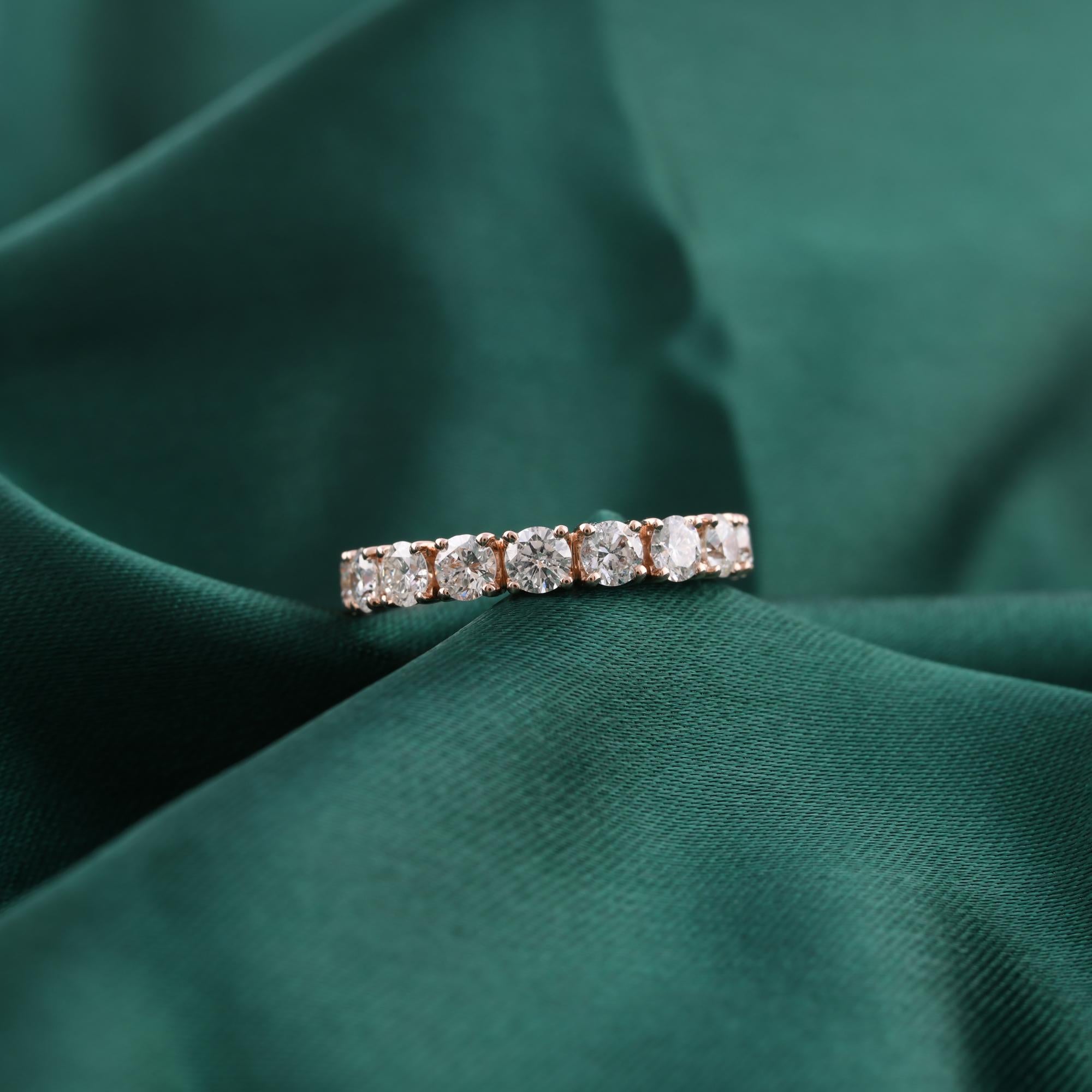 in vendita:  Anello a fascia per l'eternità in oro rosa con diamante rotondo brillante TCW 2,5 SI/H per il fidanzamento 4