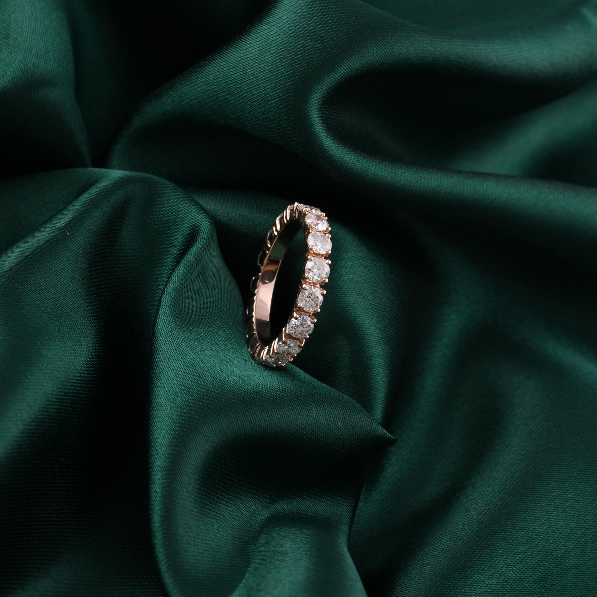 in vendita:  Anello a fascia per l'eternità in oro rosa con diamante rotondo brillante TCW 2,5 SI/H per il fidanzamento 7