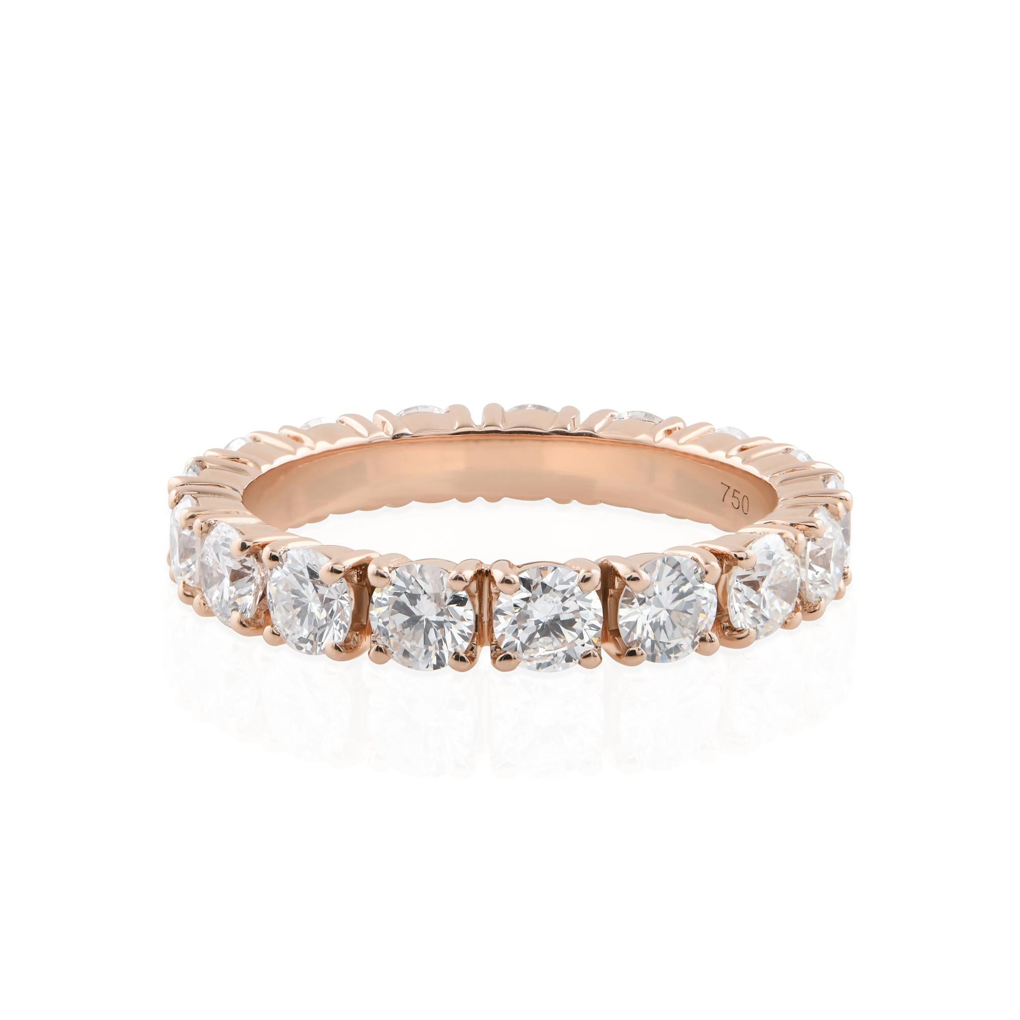 TCW 2.5 SI/H Brilliant Round Diamond Rose Gold Eternity Band Ring for Engagement