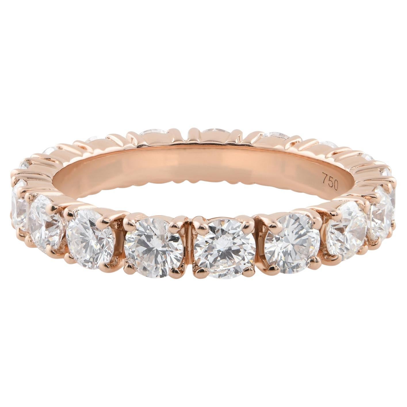 TCW 2.5 SI/H Brilliant Round Diamond Rose Gold Eternity Band Ring for Engagement