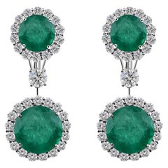 TCW 30,84 Esmeralda de Zambia Halo Pendientes colgantes de oro blanco de 18k