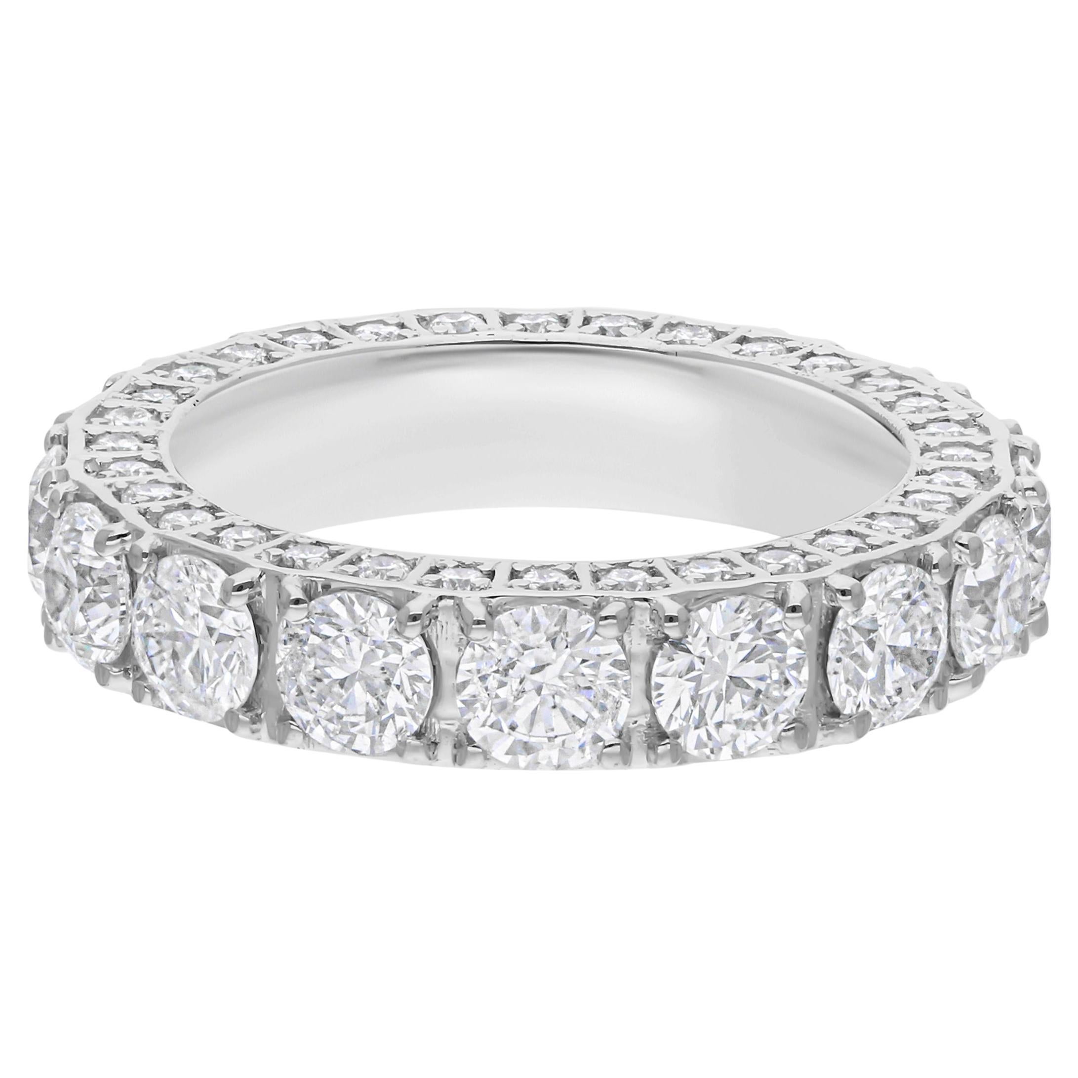 Anello Eternity Wedding Band con diamanti TCW 4.85 SI/H in oro bianco 18 carati Tutte le tariffe pagate