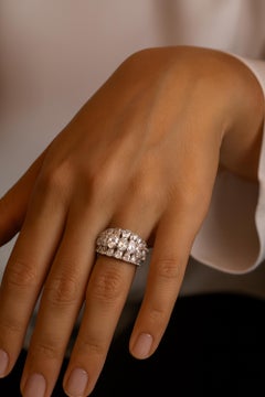 TCW 5.51 SI/H Diamond 14k White Gold Wide Band Ring High End Wedding Jewelry