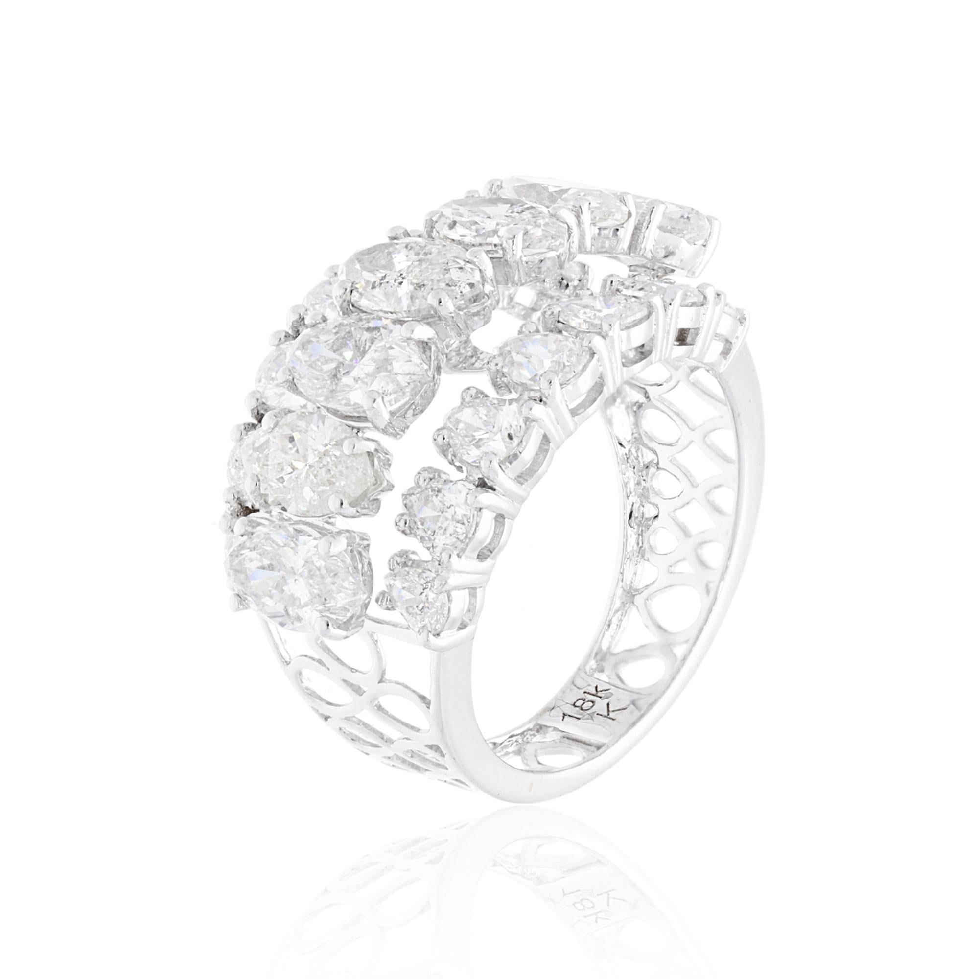 in vendita:  Anello a fascia larga in oro bianco 14k con diamante TCW 5,51 SI/H Gioielli da sposa di alta gamma H. H. 5