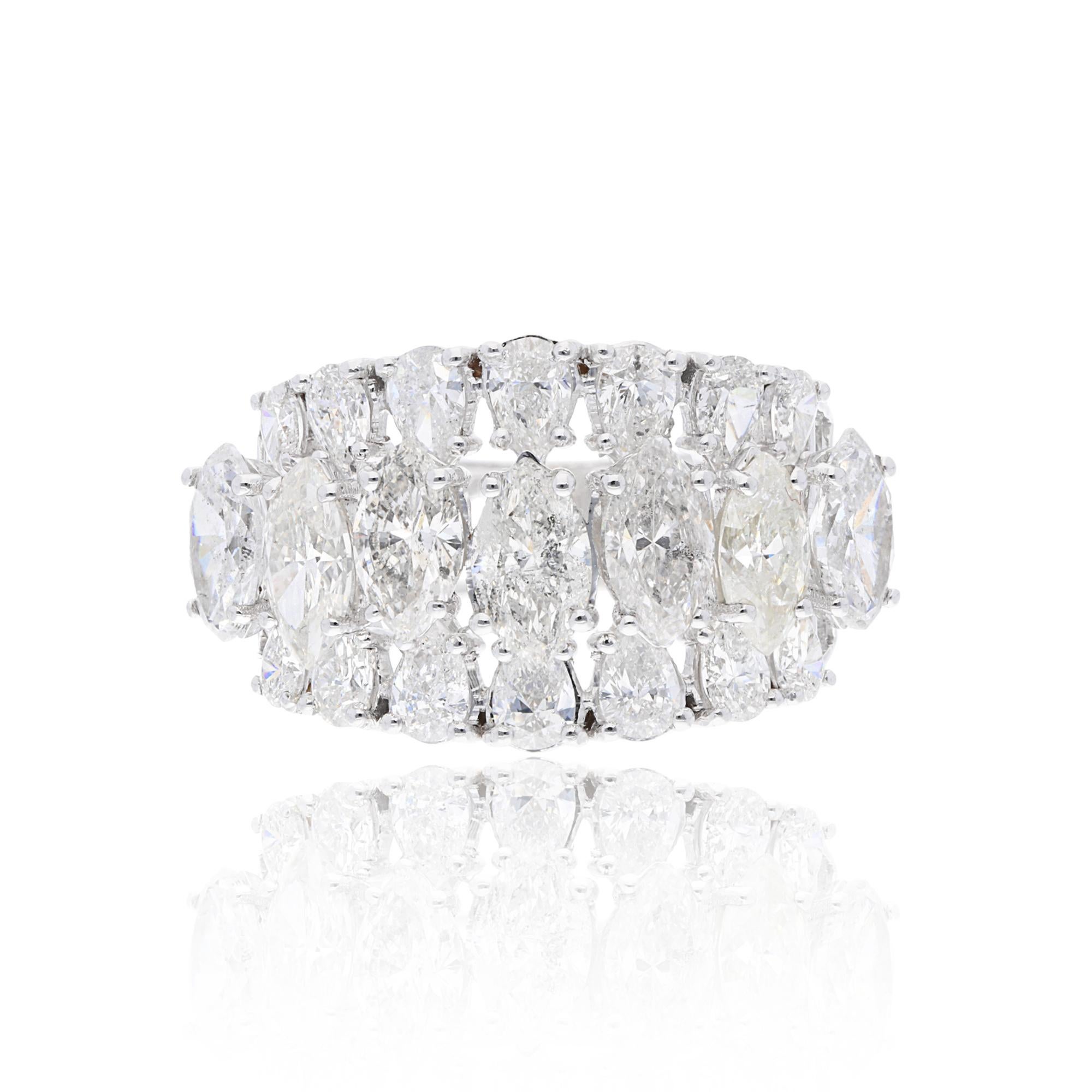 in vendita:  Anello a fascia larga in oro bianco 14k con diamante TCW 5,51 SI/H Gioielli da sposa di alta gamma H. H. 7