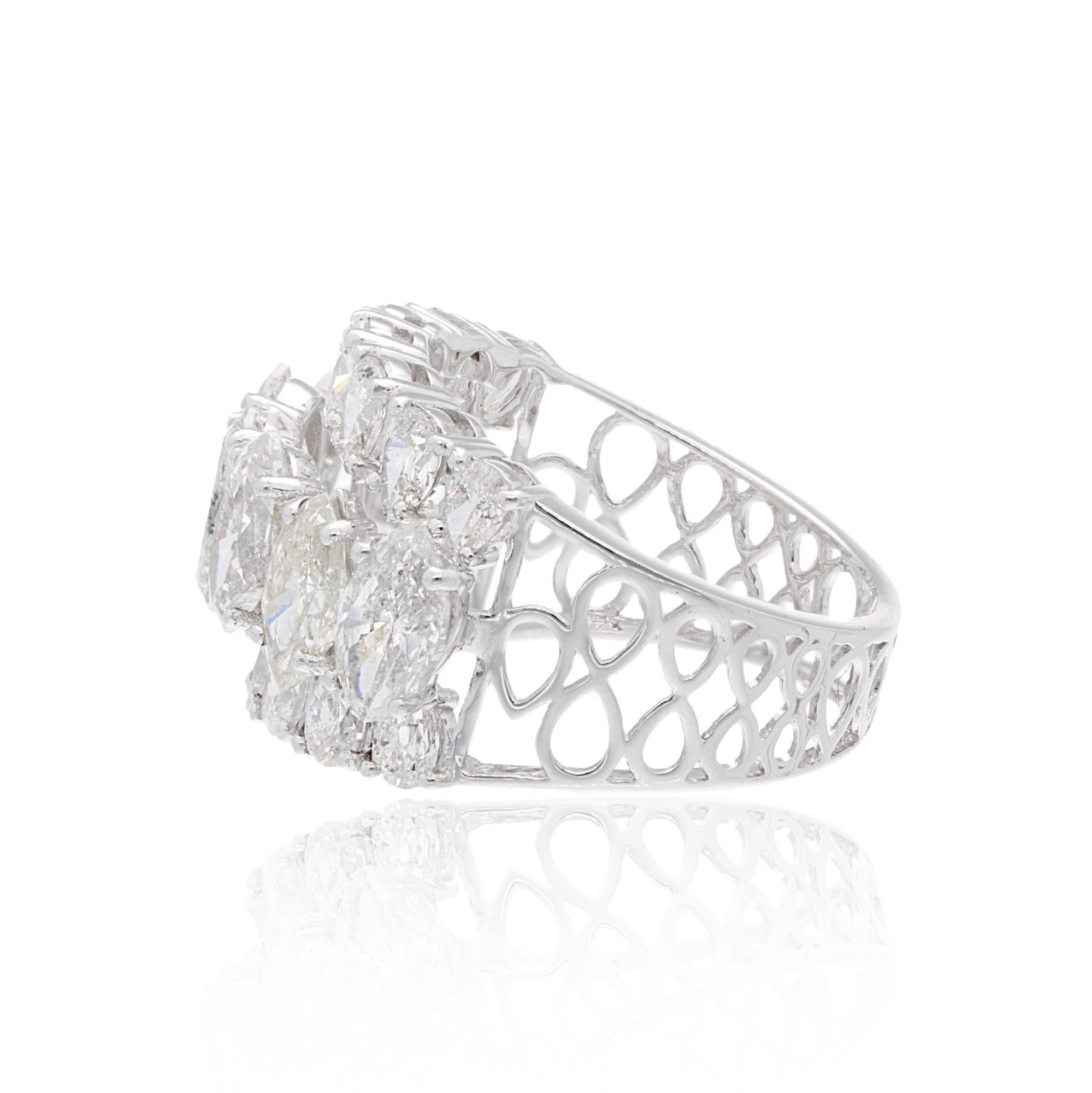 in vendita:  Anello a fascia larga in oro bianco 14k con diamante TCW 5,51 SI/H Gioielli da sposa di alta gamma H. H. 8