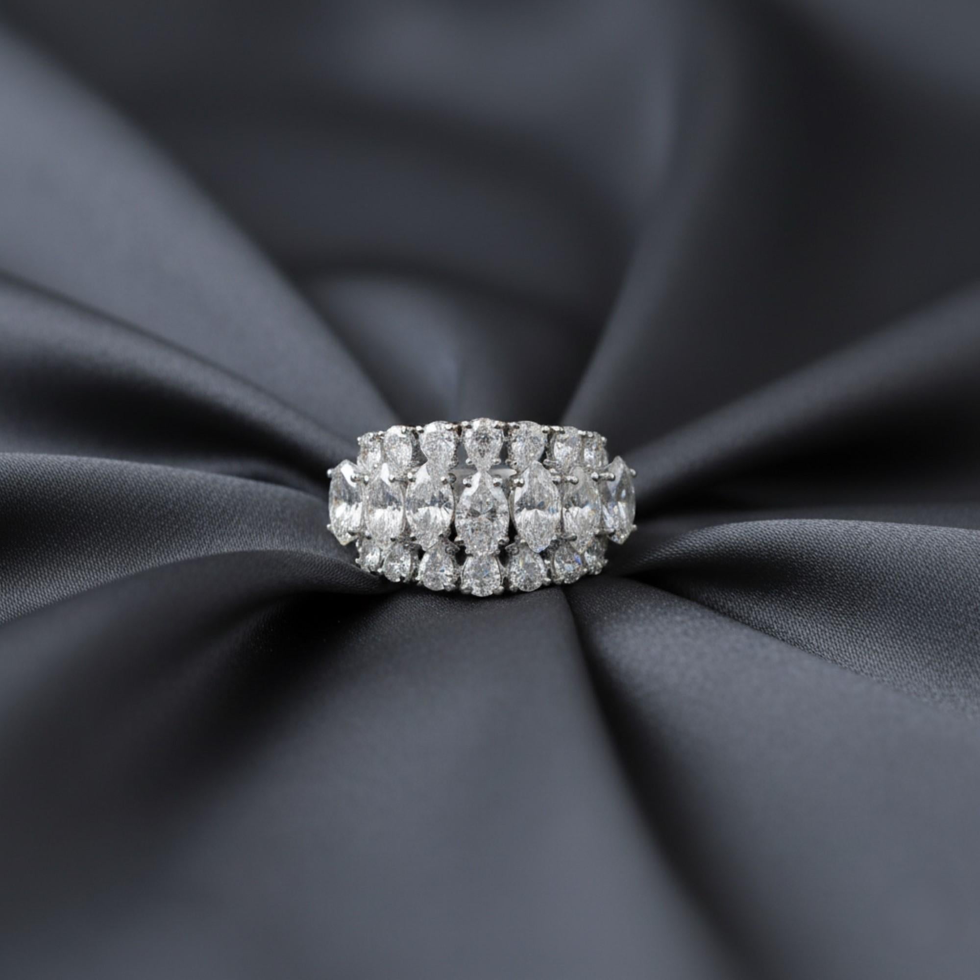 in vendita:  Anello a fascia larga in oro bianco 18k TCW 5,51 SI/H con diamanti Gioielli da sposa di alta gamma H. H. 3