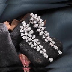TCW 6.25 SI/H Pear Marquise Diamond Engagement Drop Earrings 14 Karat White Gold