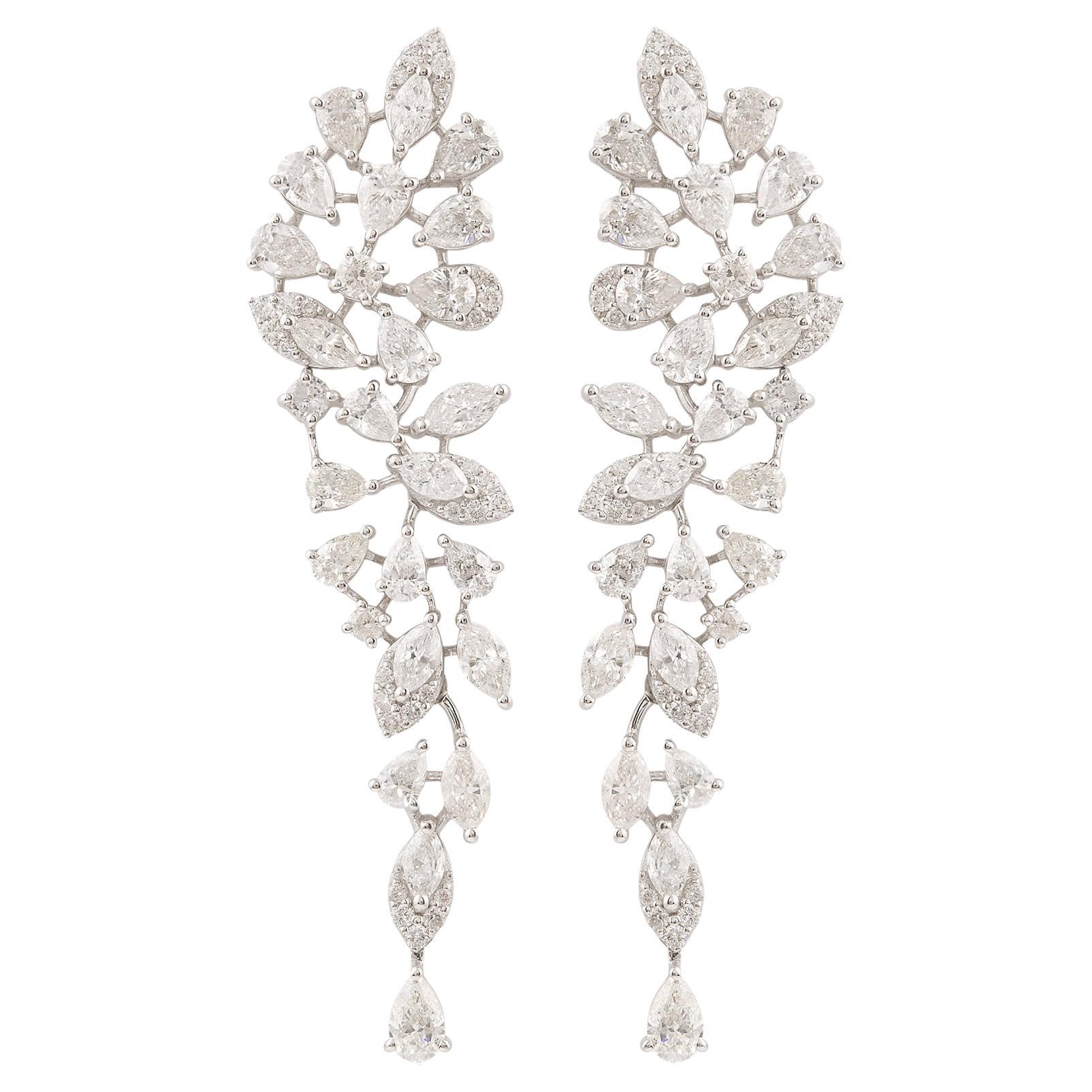 TCW 6.25 SI/H Pear Marquise Diamond Engagement Earrings 14 Karat White Gold in vendita