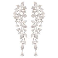 TCW 6.25 SI/H Pear Marquise Diamond Engagement Earrings 14 Karat White Gold